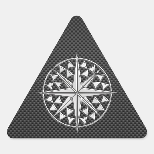 Sticker Triangulaire Chrome étoile nautique sur fibre de carbone (Devant)