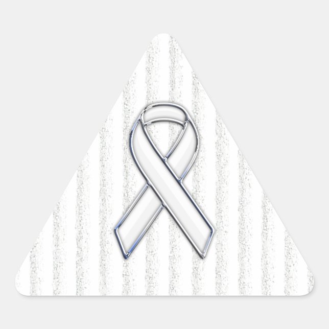 Sticker Triangulaire Chrome White Ribbon Sensibilisation sur les bandes (Devant)