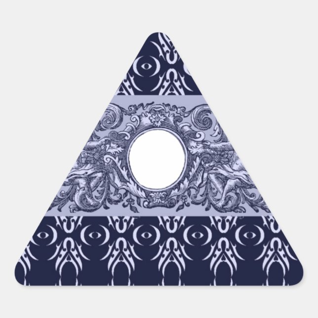 Sticker Triangulaire Classy Blue Baroque Motif par LeahG - cherubs (Devant)