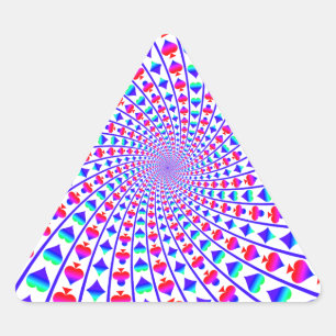 Sticker Triangulaire Coeurs colorés, diamants, pique et clubs