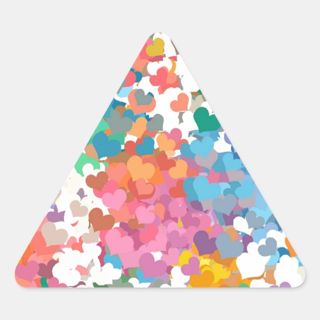Sticker Triangulaire Cœurs de Confettis Pastels (Devant)