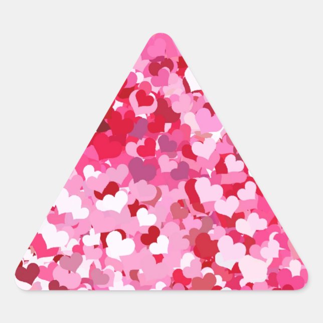 Sticker Triangulaire Cœurs de confettis roses (Devant)