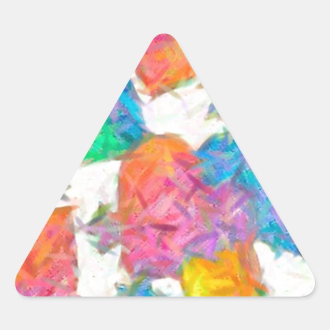 Sticker Triangulaire Cœurs de la Saint-Valentin pastel impressionniste (Devant)