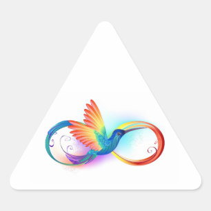 Sticker Triangulaire Colibri arc-en-ciel avec symbole de l'infini