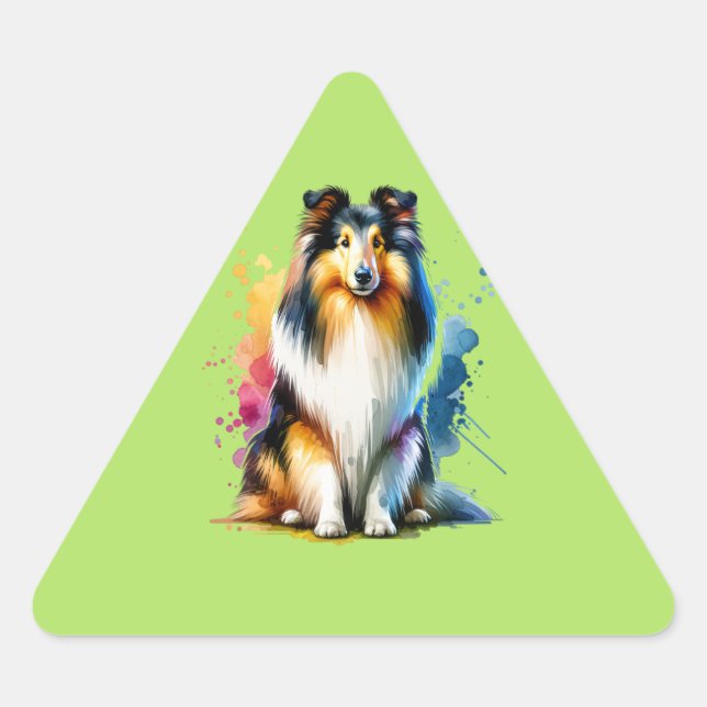 Sticker Triangulaire Collie Dog (Devant)