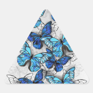 Sticker Triangulaire Composition de papillons blancs et bleus