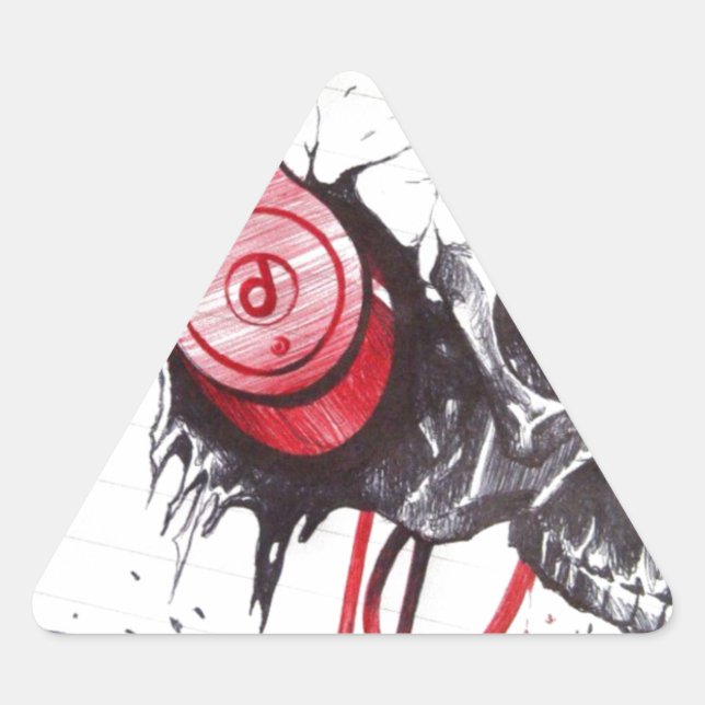 Sticker Triangulaire Conception de crâne avec casque audio (Devant)