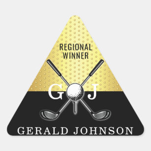 Sticker Triangulaire Conception de monogramme de golf minimaliste éléga