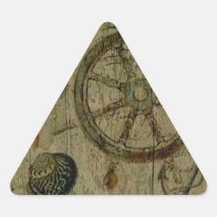 Sticker Triangulaire Coquillages côtiers rustiques de navigateur