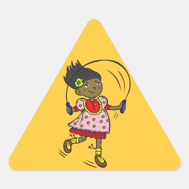 Sticker Triangulaire Corde de saut de fille (Devant)