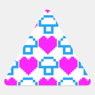 Sticker Triangulaire Corey Tiger Champignons Cœurs 8 bits 80s