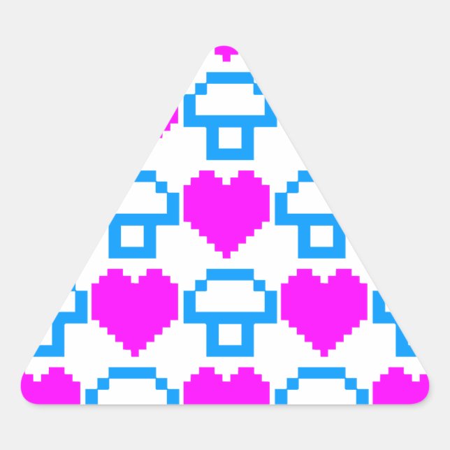 Sticker Triangulaire Corey Tiger Champignons Cœurs 8 bits 80s (Devant)