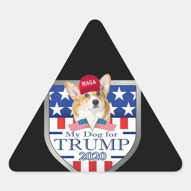 Sticker Triangulaire Corgi | My Dog Trump 2020 Corgi Long Sleeve (Devant)