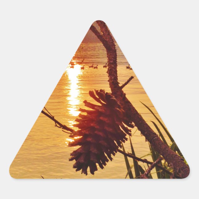 Sticker Triangulaire Coucher de soleil du lac Pinecone (Devant)