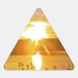 Sticker Triangulaire Coucher de soleil sur le lac Arrowhead