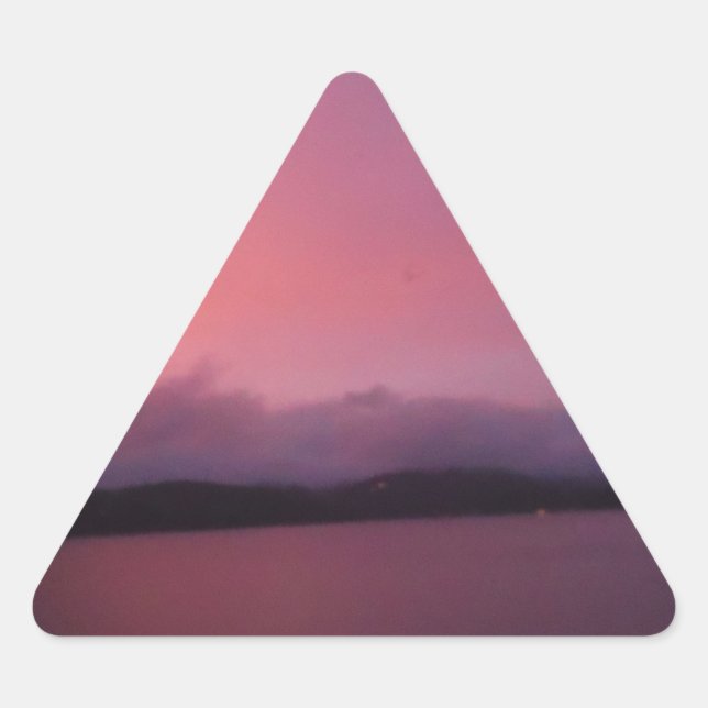 Sticker Triangulaire Coucher de soleil violet sur le lac Arrowhead (Devant)