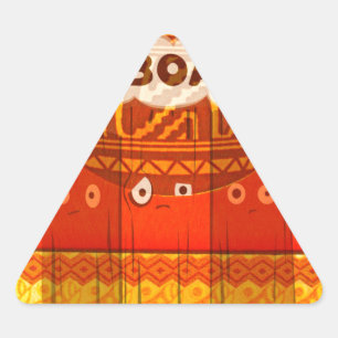 Sticker Triangulaire Couleurs traditionnelles d'Afrique rouge dorée Imp