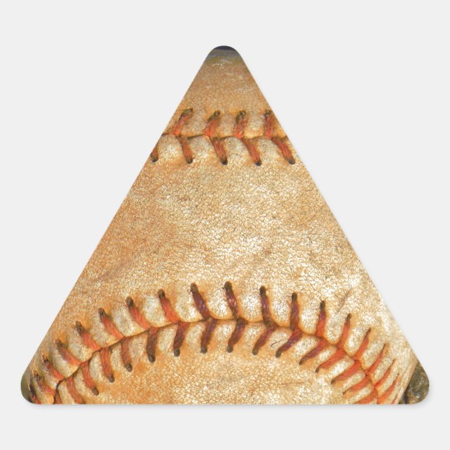 Sticker Triangulaire Couture rouge vintage de baseball blanc (Devant)