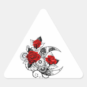 Sticker Triangulaire Croissant mécanique avec roses rouges