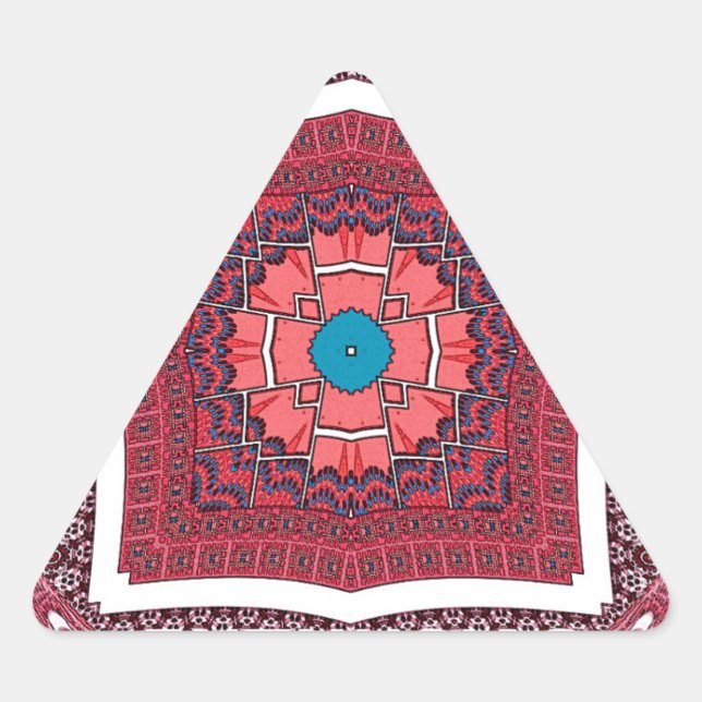 Sticker Triangulaire Culture traditionnelle sindhi Ajrak Art Motif Impr (Devant)