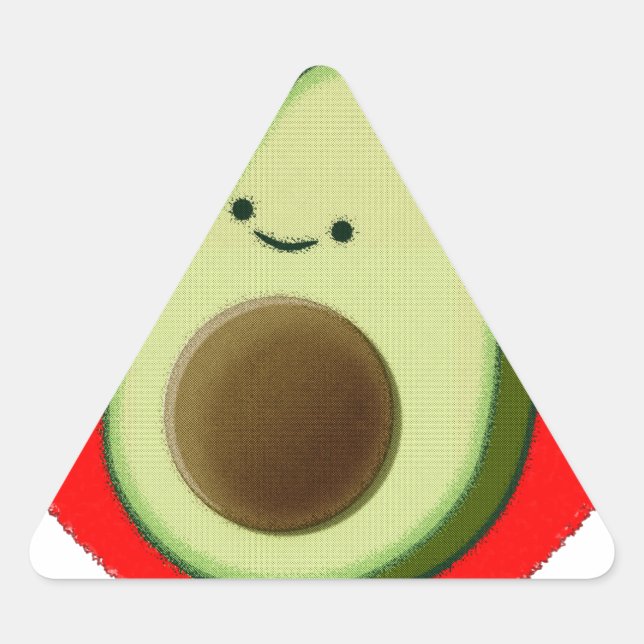 Sticker Triangulaire Cute Avocado Dans Le Coeur Rouge (Devant)