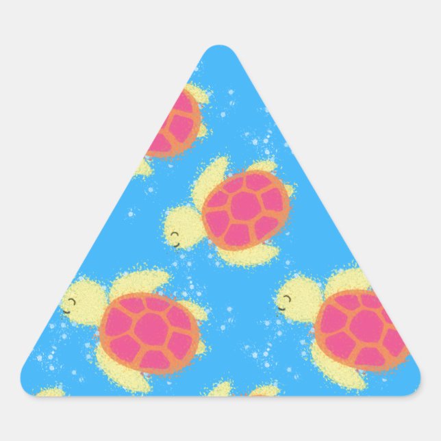 Sticker Triangulaire Cute Motif de tortue de mer (Devant)