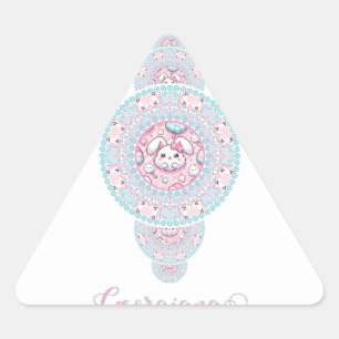 Sticker Triangulaire Cute personnalisée Kawaii Bunny Ornamental Mandala