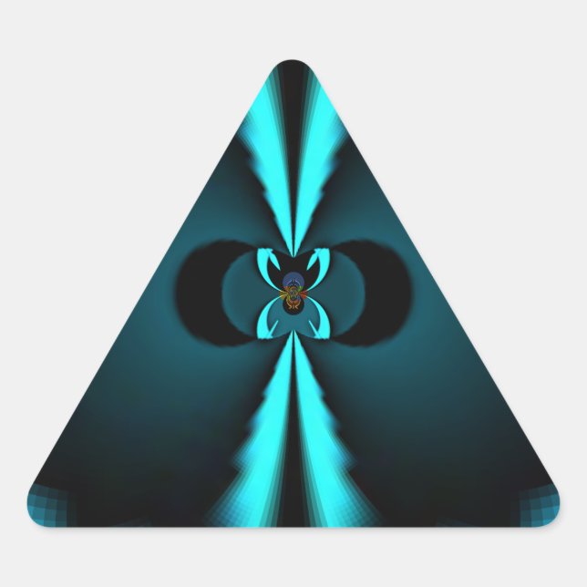 Sticker Triangulaire Cyan et Black Abstrait Art Print (Devant)