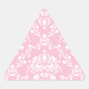 Sticker Triangulaire Damas rose et blanc