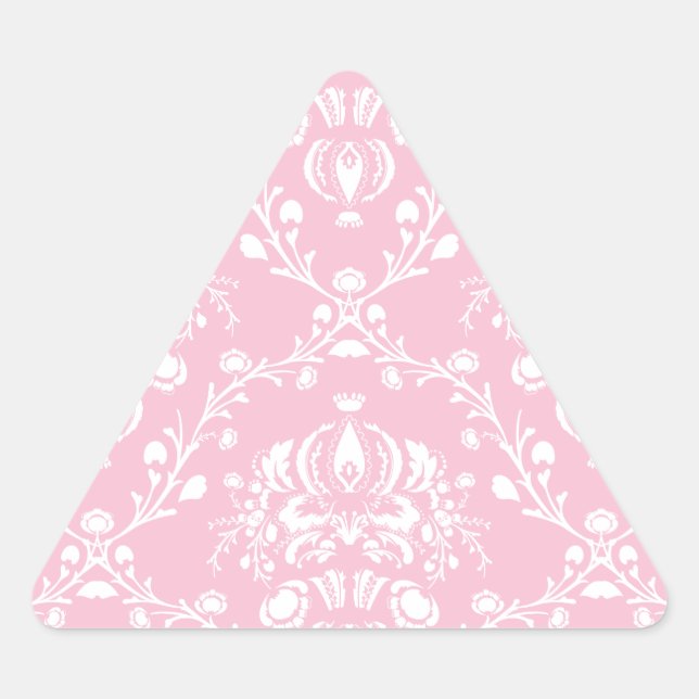 Sticker Triangulaire Damas rose et blanc (Devant)