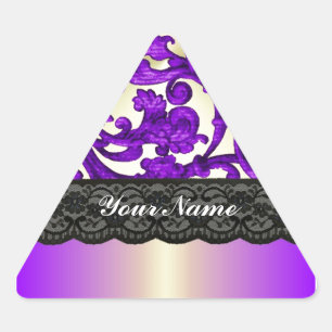 Sticker Triangulaire Dentelle pourpre et or damée