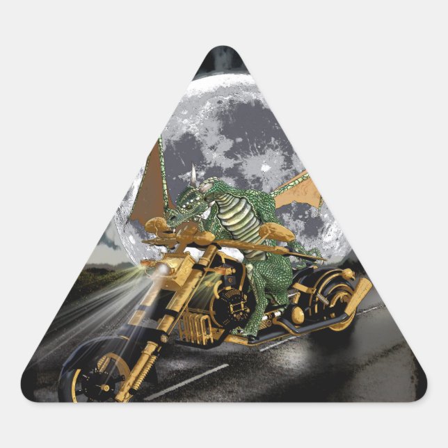 Sticker Triangulaire Dessin Dragon et Imaginaire Lune (Devant)