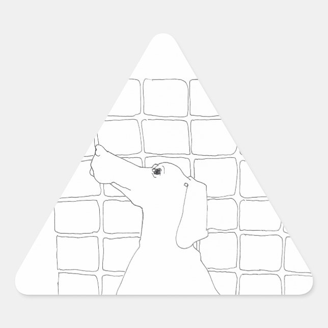 Sticker Triangulaire Dessin original Chien chinois Année 2018 Bâton 3 (Devant)