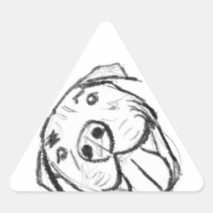 Sticker Triangulaire dessin pitbull simple amoureux des chiens noir bla