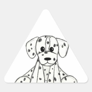 Sticker Triangulaire Dessin simple de contour de chien en peluche dalma