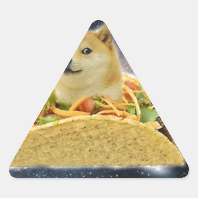 Sticker Triangulaire doge space taco meme (Devant)
