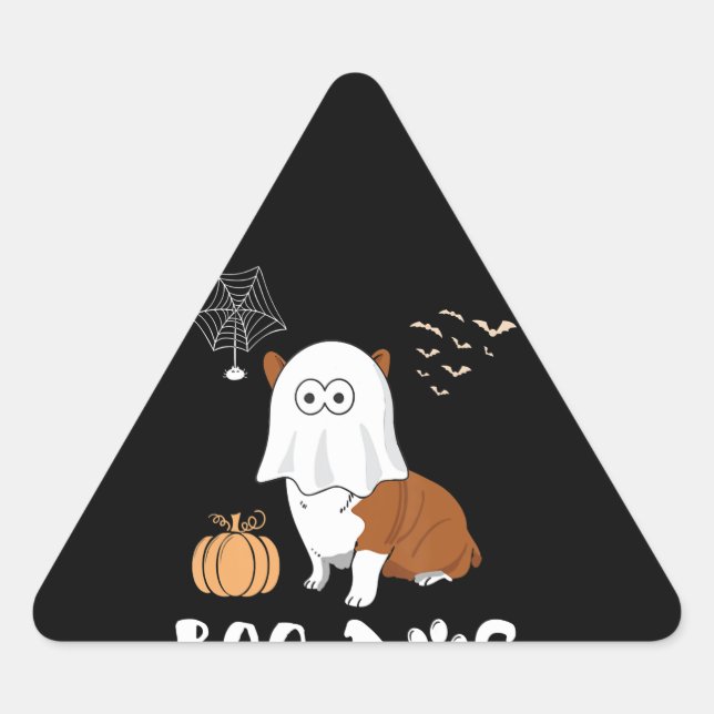Sticker Triangulaire Don de chien | Boo Corgi Chien Halloween (Devant)