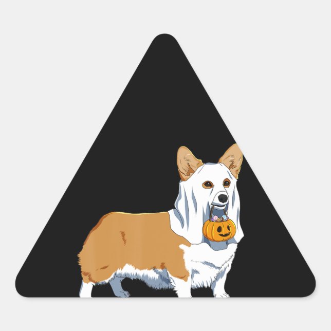 Sticker Triangulaire Don de chien | Drôle chien Citrouille de fantôme d (Devant)
