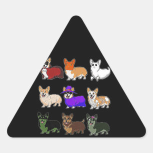 Sticker Triangulaire Don de chien Funny Corgi Chien Halloween