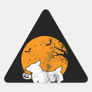 Sticker Triangulaire Don de chien   Pembroke Welsh Corgi Citrouille Hal