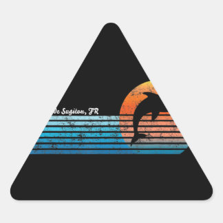 Sticker Triangulaire Don Dolphin Lover | coucher de soleil de dauphin f