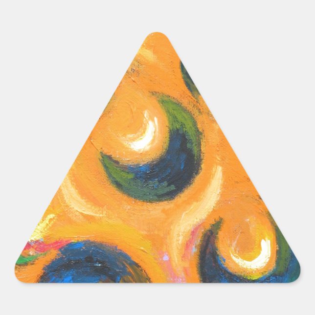 Sticker Triangulaire Douze Croissants noirs dans le ciel orange (Devant)