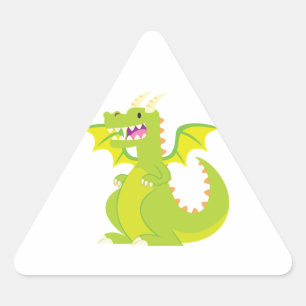 Sticker Triangulaire Dragon de dessin vert