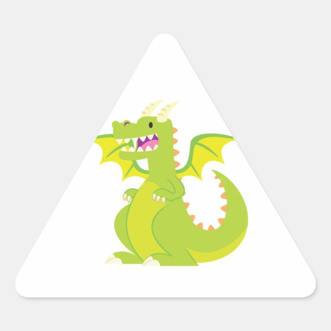 Sticker Triangulaire Dragon de dessin vert (Devant)