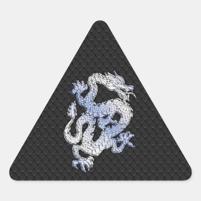 Sticker Triangulaire Dragon de style Chrome dans Peau de serpent noir I (Devant)