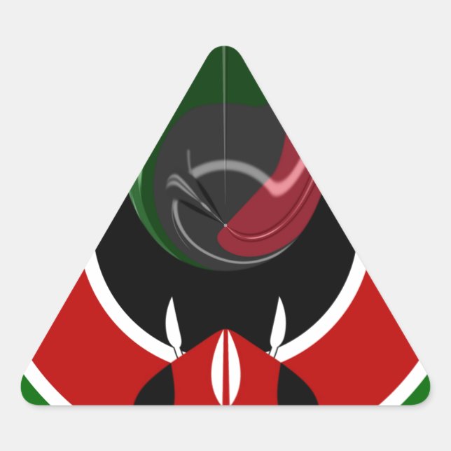 Sticker Triangulaire Drapeau kenyan fluide : un design moderne (Devant)
