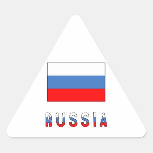 Sticker Triangulaire Drapeau russe et russe