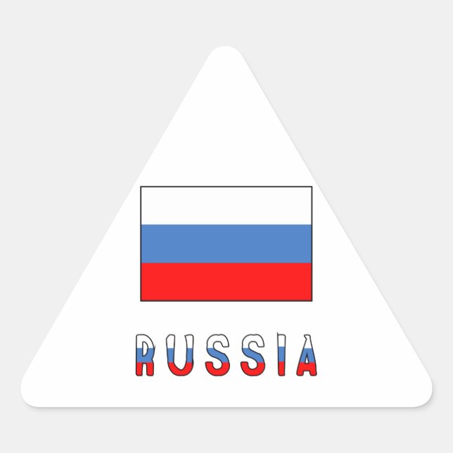 Sticker Triangulaire Drapeau russe et russe (Devant)