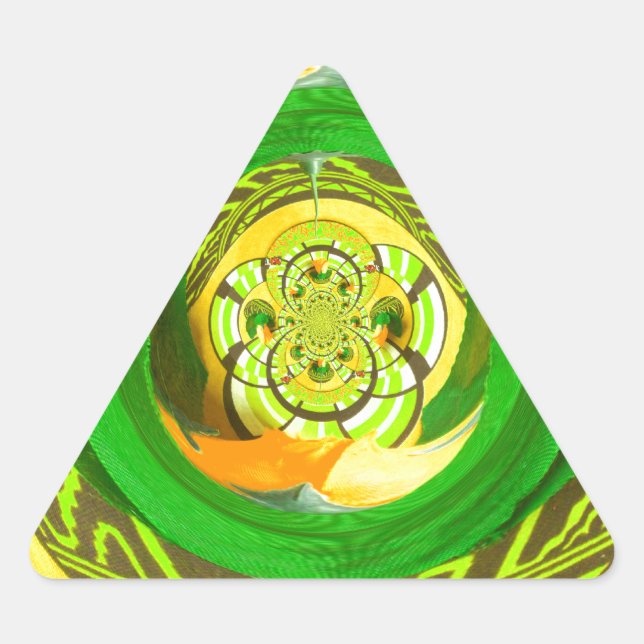 Sticker Triangulaire Elégance d'or : Beau art rose jaune africain (Devant)