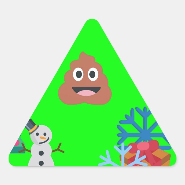 Sticker Triangulaire emoji poop de noël (Devant)